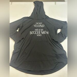 LuLaRoe Large Black Hooded Soccer Mom Hoodie